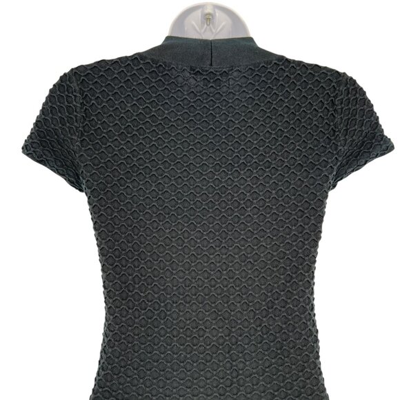 Armani Exchange Black Textured Knit V-Neck Dress Short Sleeve V-Neck Size Small - Picture 7 of 11